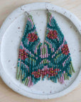 Beaded Fringe Earrings in Rosa