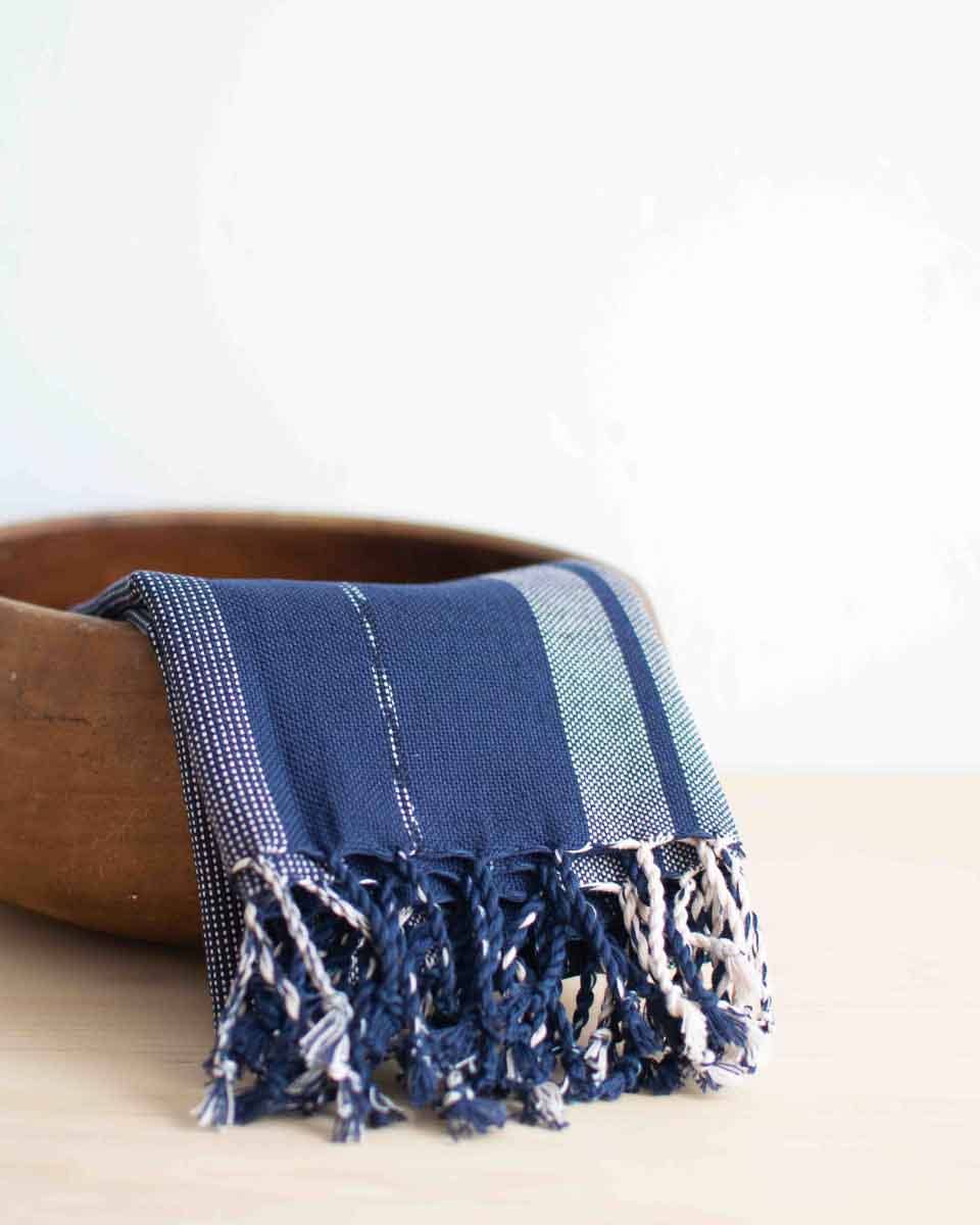 Oversized Woven Hand Towel - Indigo
