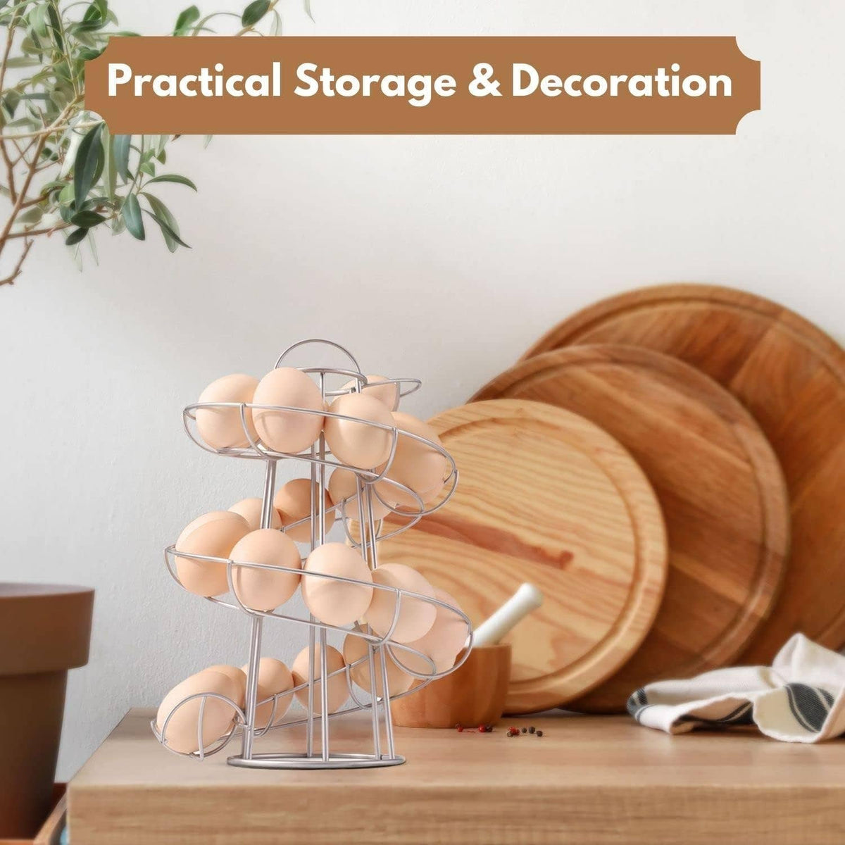 Wire Egg Rack Countertop Freestanding Wire Spiral Egg Skelter / Holder – Gather ...