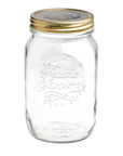 Quattro Stagioni 33.75 oz glass canning jar with gold lid