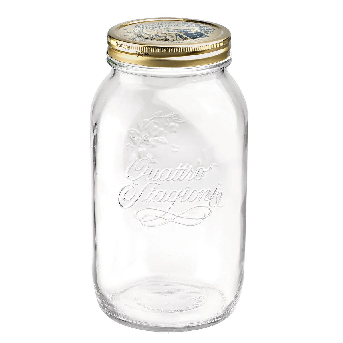 Quattro Stagioni 50.75 oz glass canning jar with gold lid