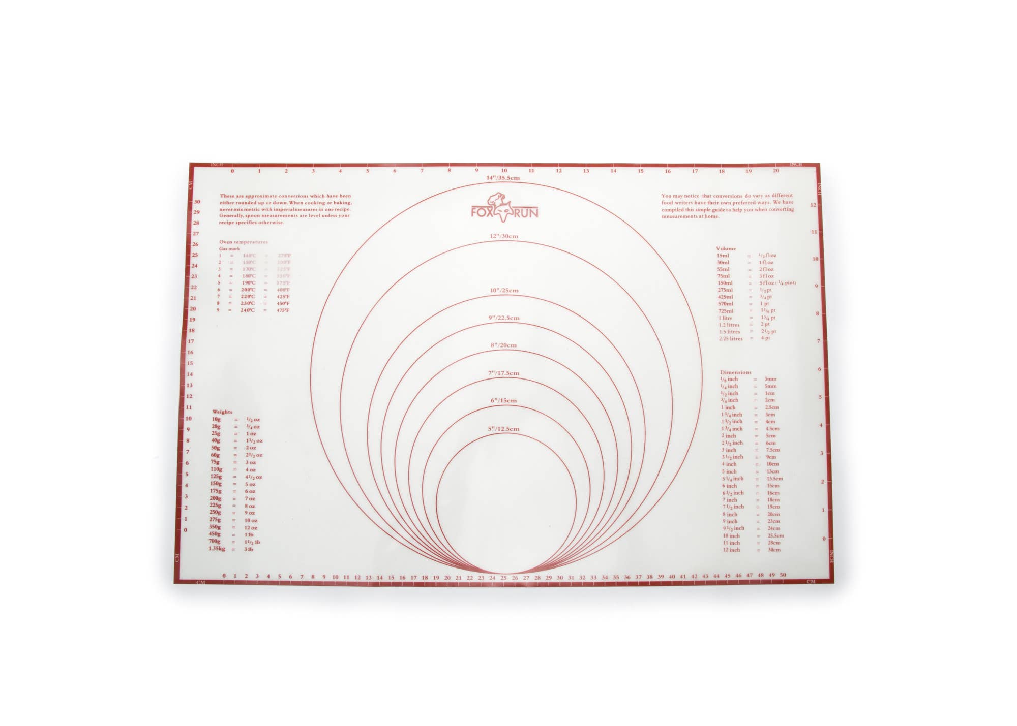 Fox Run Silicone Baking Mat with Measurements,23.25&quot; x15.25&quot;