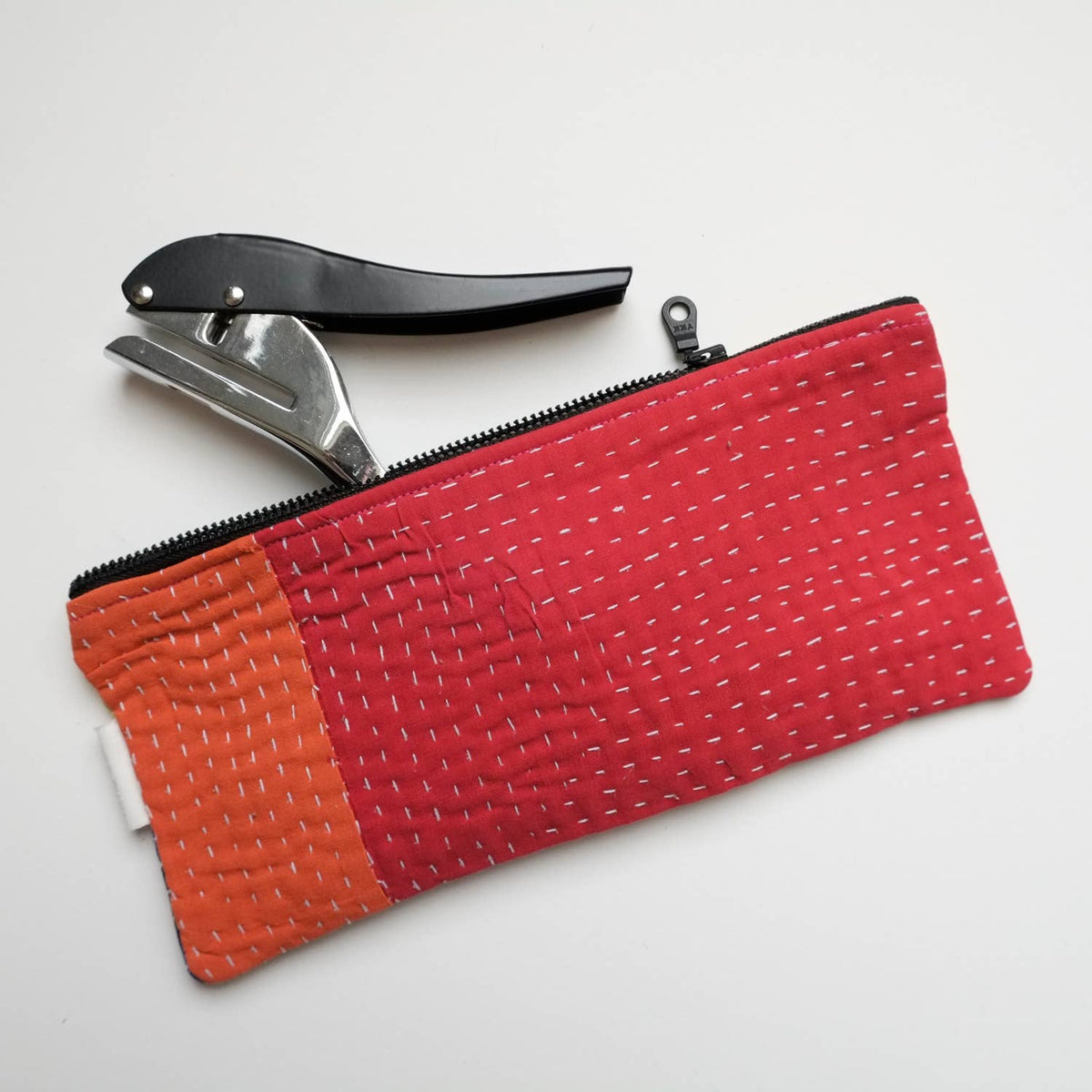 Kantha Scrap Flat Zip Pouch