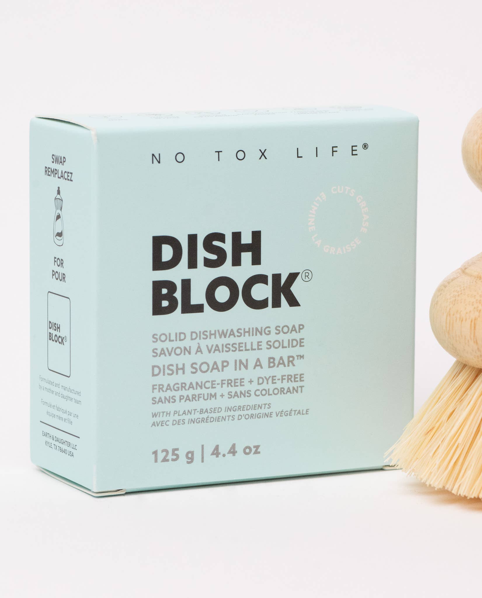 DISH BLOCK® solid dish soap 4.4oz | 125g Fragrance Free - No Tox Life ...