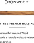 French Rolling Pin, Acacia, 20"