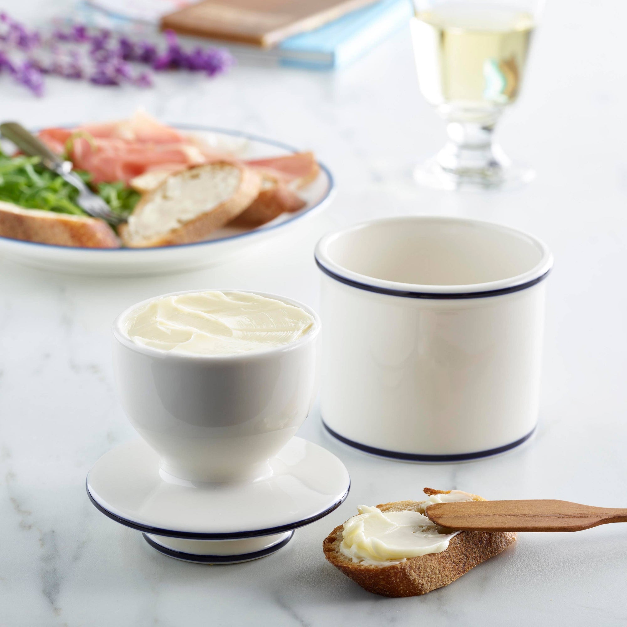 French Butter Bell - Le Bistro Blue Trim