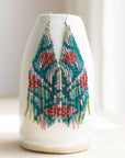 Beaded Fringe Earrings in Rosa