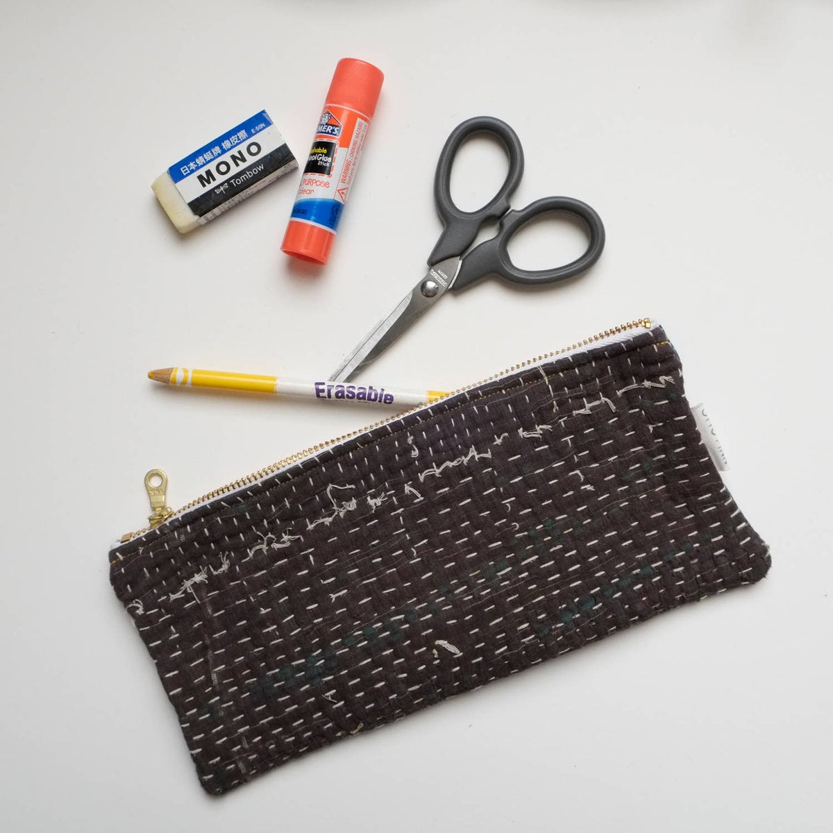 Kantha Scrap Flat Zip Pouch