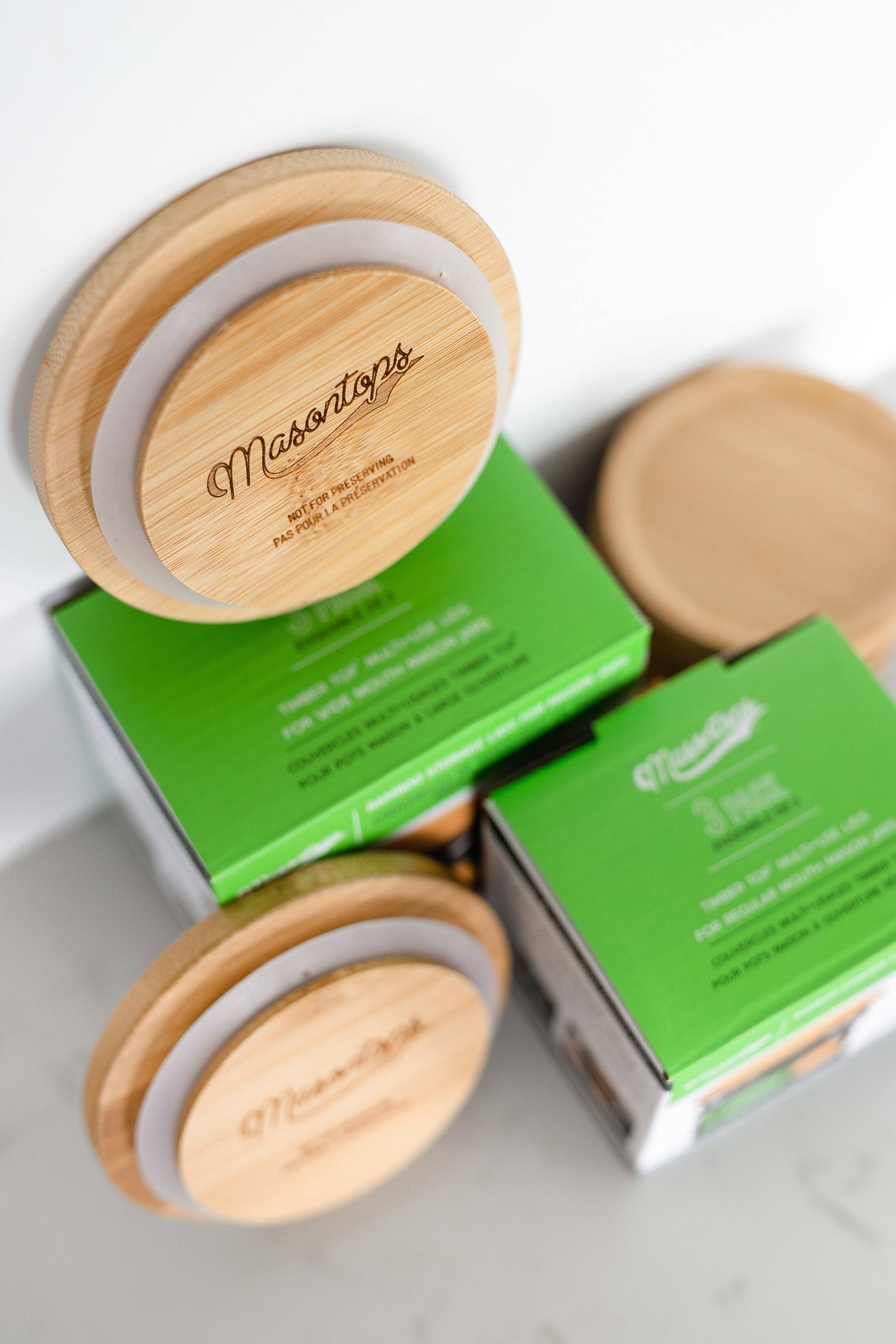 Set of Bamboo Mason Jar Storage Lids