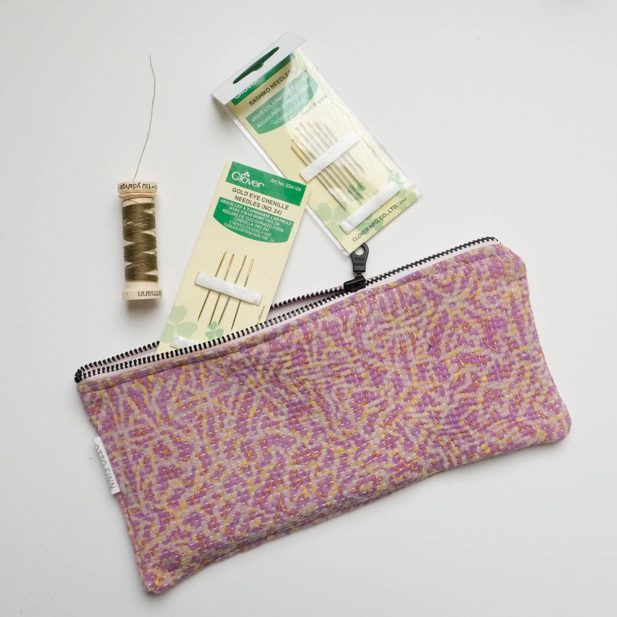 Kantha Scrap Flat Zip Pouch