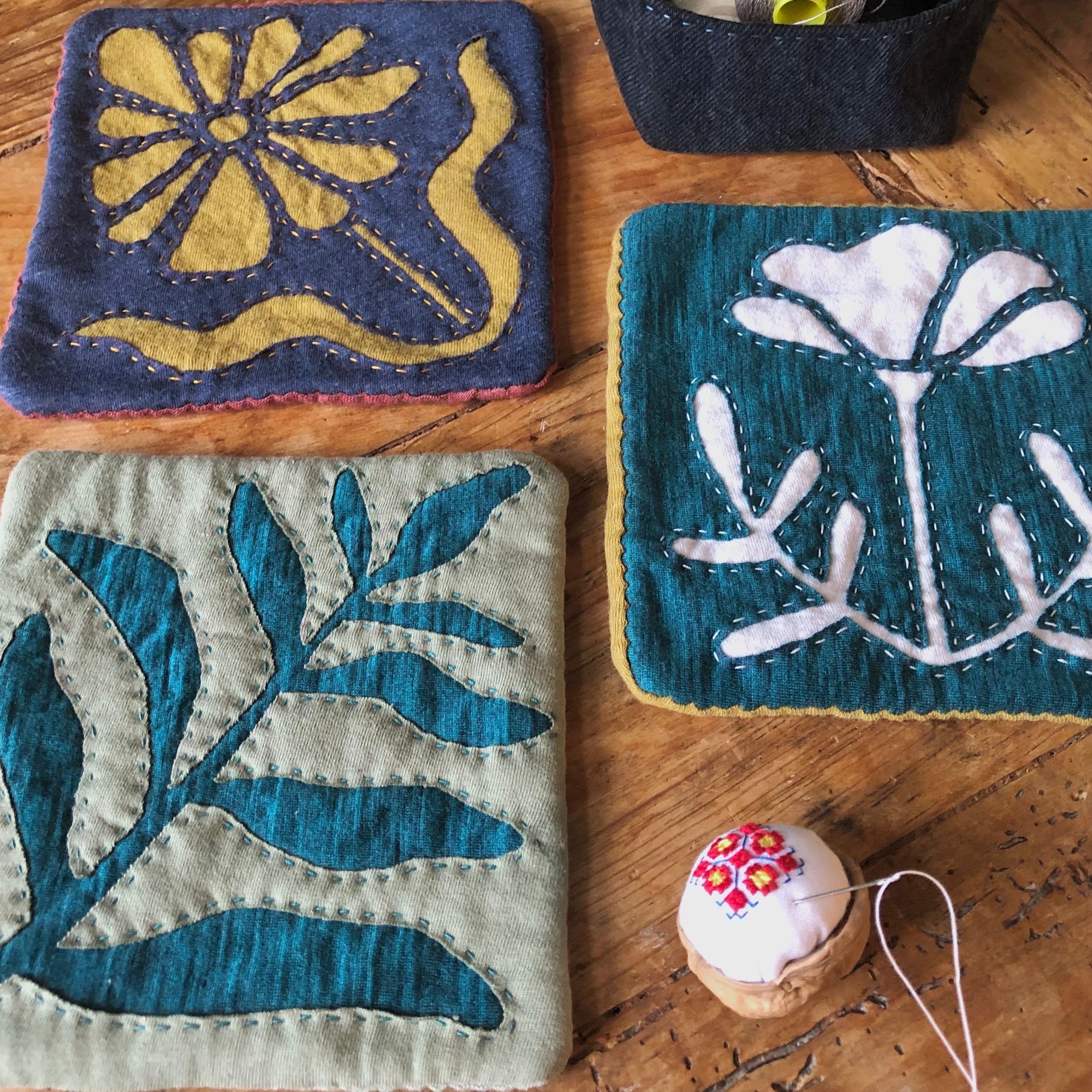 Reverse Appliqué: Upcyled Coasters