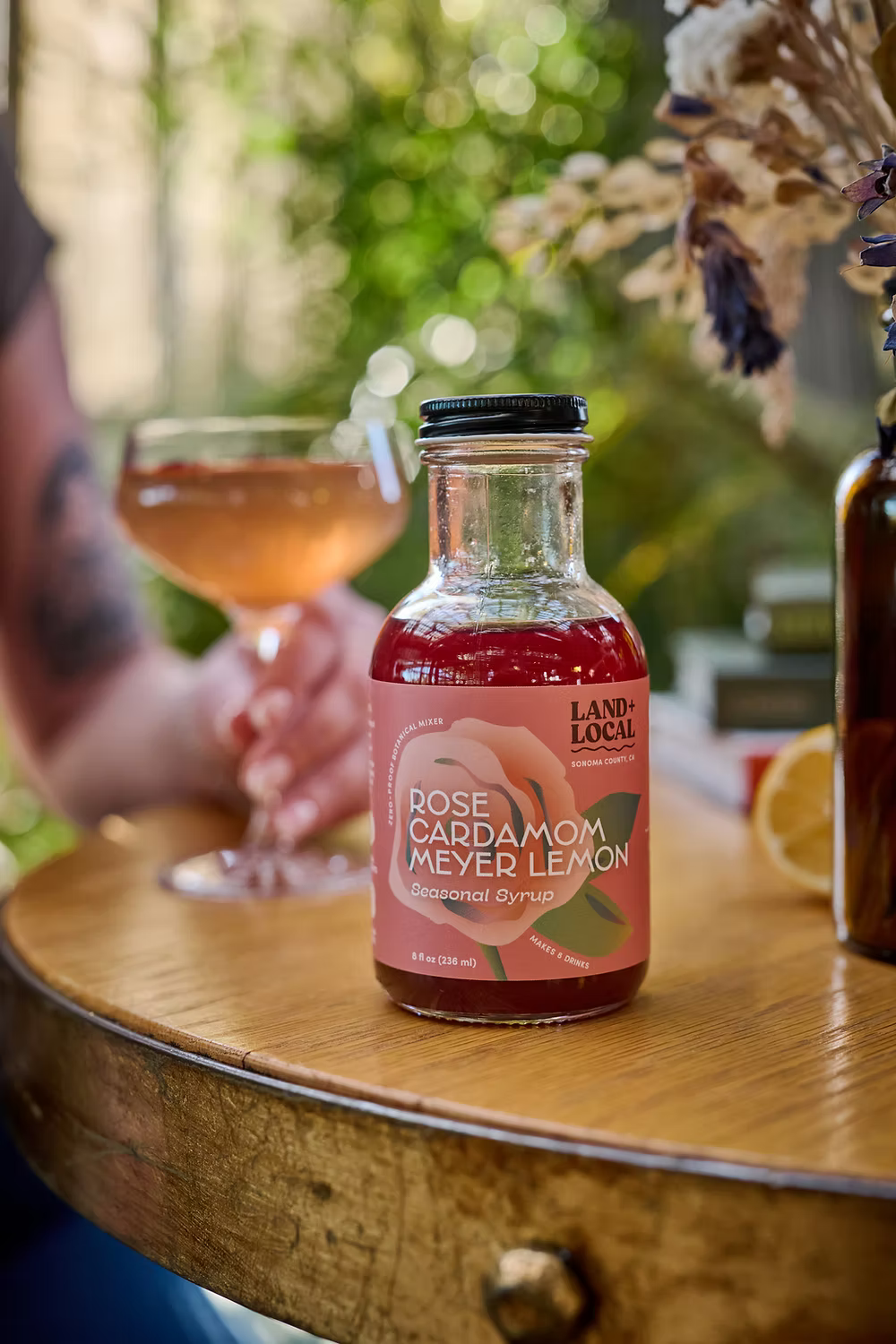 Rose, Cardamom + Meyer Lemon Botanical Shrub | Land + Local